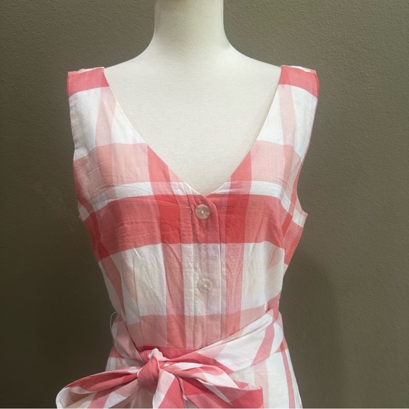Alex Marie Coral and White Checkered Midi Dress - Picture 5 of 12
